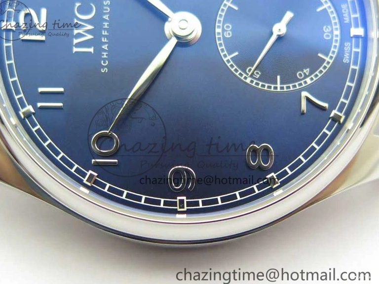 MIROTIME 0112 TimelessDesign Portuguese IW358304 ZF 1:1 Best Edition SS Blue Dial on Leather Strap A 7078